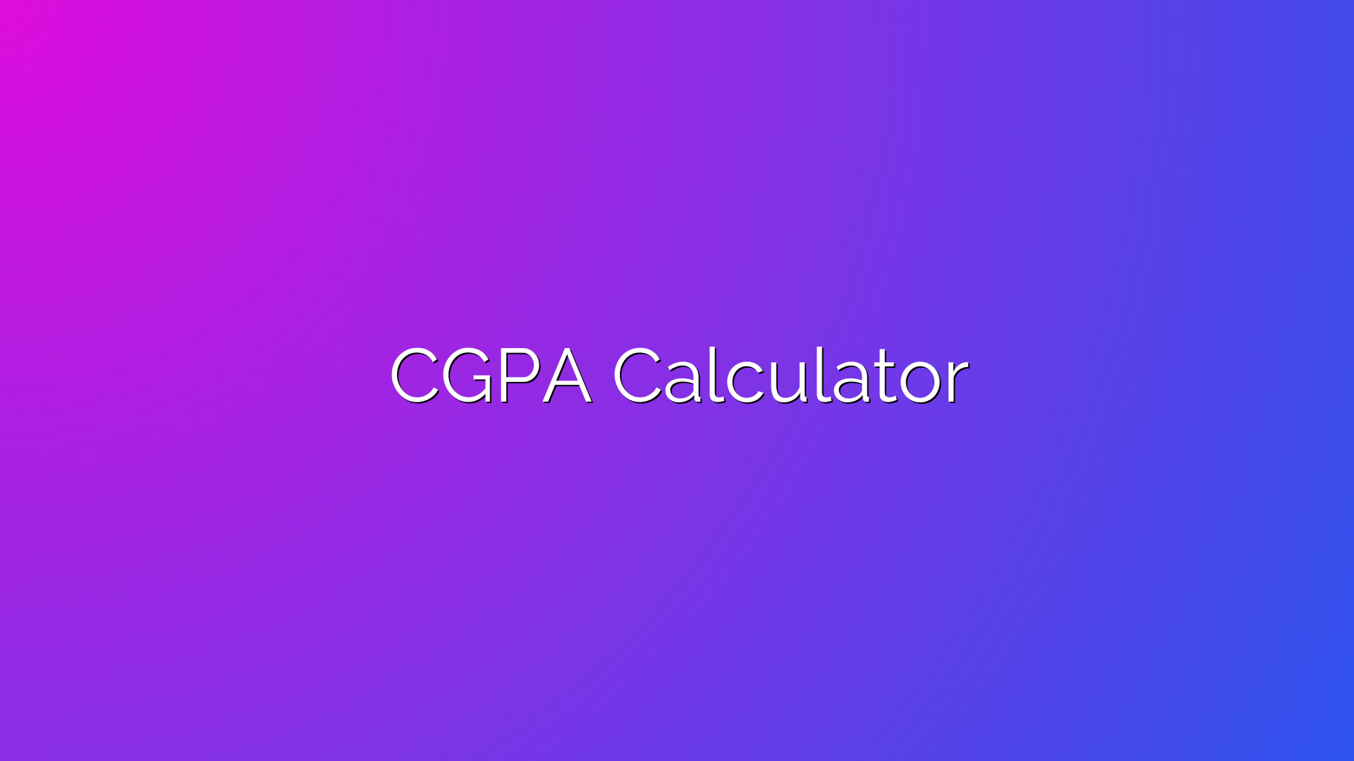 CGPA Calculator